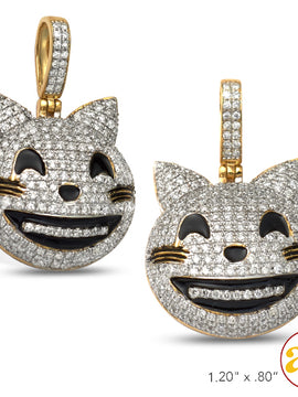 10KY 1.35CTW DIAMOND EMOJI PENDANT W/BLACK ENAMEL