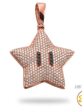 14KR 4.05CTW DIAMOND STAR EMOJI PENDANT WITH BLACK