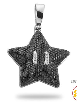 14KW 5.00CTW BLACK DIAMOND STAR EMOJI PENDNAT WITH