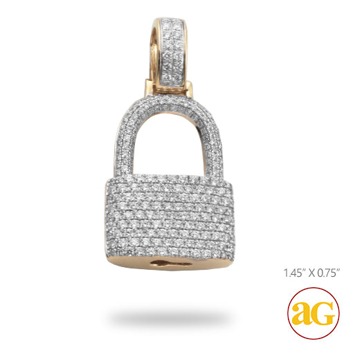 14KY 1.65CTW DIAMOND PADLOCK PENDANT