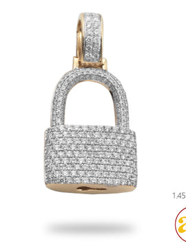 14KY 1.65CTW DIAMOND PADLOCK PENDANT