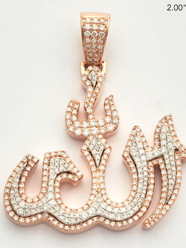 14KR+W TWO TONE 2.50CTW DIAMOND 'ALLAH' PENDANT