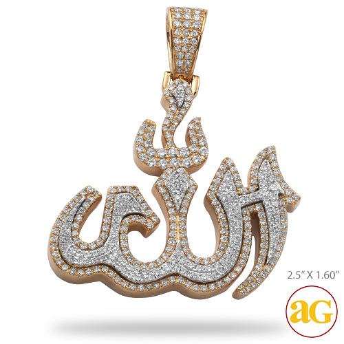 14KY+W TWO TONE 2.55CTW DIAMOND &apos;ALLAH&apos; PENDANT