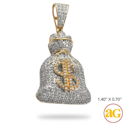 10KY 0.85CTW DIAMOND MONEY BAG PENDANT