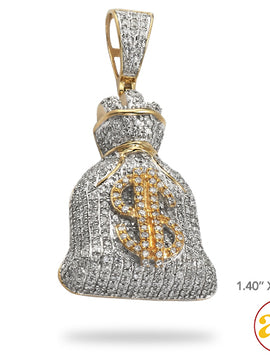 10KY 0.85CTW DIAMOND MONEY BAG PENDANT