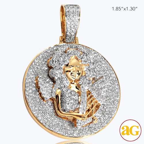 10KY 3.00CTW DIAMOND ANGEL WITH HARP MEDALLION