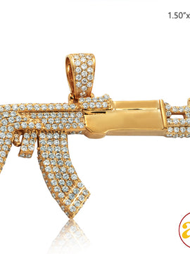 14KY 3.20CTW DIAMOND AK-47 GUN PENDANT