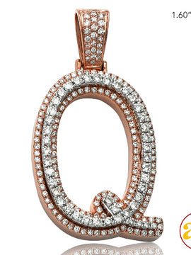 10KR+W 1.60CTW DIAMOND TWO TONE INITIAL PENDANT