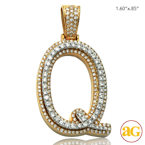 10KY+W 1.60CTW DIAMOND TWO TONE INITIAL PENDANT