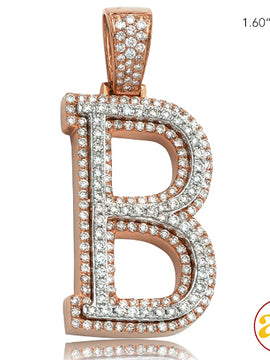 10KR+W 1.80CTW DIAMOND TWO TONE INITIAL PENDANT