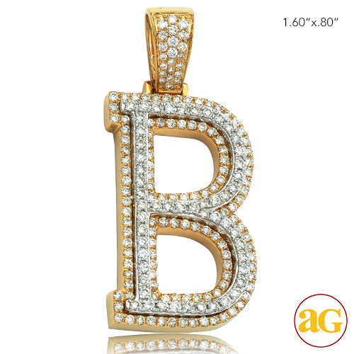 10KY+W 1.80CTW DIAMOND TWO TONE INITIAL PENDANT