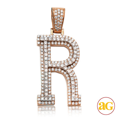 10KR+W 1.75CTW DIAMOND TWO TONE INITIAL PENDANT