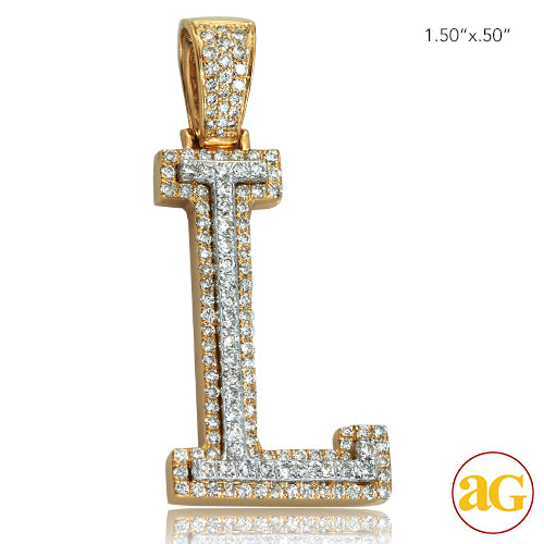 10KY+W 1.20CTW DIAMOND TWO TONE INITIAL PENDANT