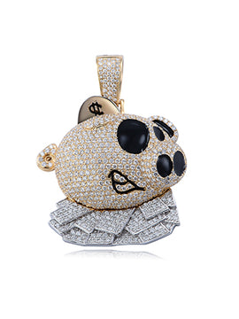 14KY+W 6.00CTW DIAMOND TWO TONE PIGGY BANK