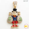 10KY 1.50CTW DIAMOND DUCK WITH MONEY BAGS PENDANT