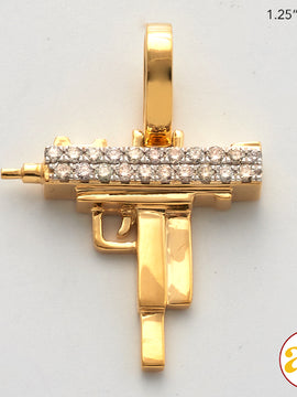 10KY 0.45CTW DIAMOND UZI GUN PENDANT