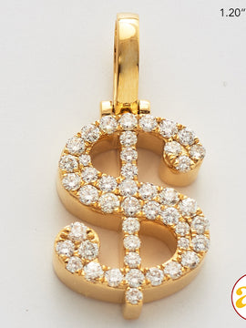 10KY 1.15CTW DIAMOND $ DOLLAR SIGN PENDANT