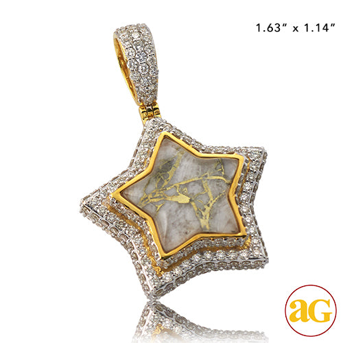 10KY 3.60CTW DIAMOND AND GOLD QUARTZ STAR PENDANT