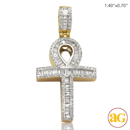 14KY 0.75 CTW BAGUETTE DIAMOND &quot;ANKH&quot; CROSS