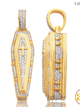 10KY 0.70CTW DIAMOND COFFIN PENDANT