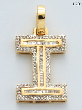 10KY 0.40CTW BAGUETTE DIAMOND INITIAL PENDANT