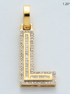 10KY 0.30CTW BAGUETTE DIAMOND INITIAL PENDANT