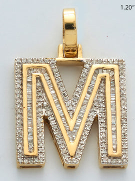 10KY 0.65CTW BAGUETTE DIAMOND INITIAL PENDANT