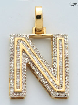 10KY 0.60CTW BAGUETTE DIAMOND INITIAL PENDANT