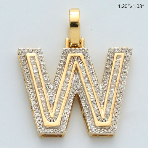 10KY 0.70CTW BAGUETTE DIAMOND INITIAL PENDANT