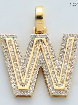 10KY 0.70CTW BAGUETTE DIAMOND INITIAL PENDANT