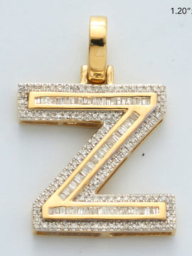 10KY 0.55CTW BAGUETTE DIAMOND INITIAL PENDANT