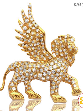 14KY 0.65CTW DIAMOND WINGED LION PENDANT