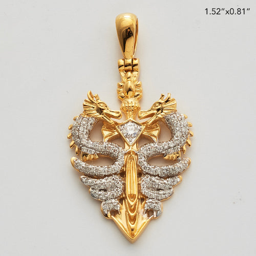 10KY 0.65CTW DIAMOND DOUBLE DRAGON PENDANT