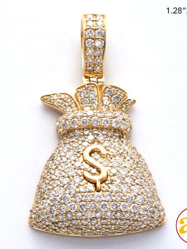 14KY 2.00CTW DIAMOND MONEY BAG WITH GOLD $ SIGN