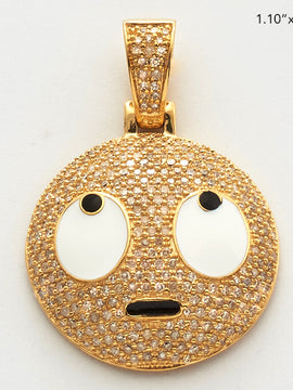 10KY 0.85CTW DIAMOND EYE ROLL EMOJI PENDANT