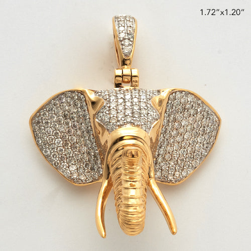 14KY 1.85CTW DIAMOND ELEPHANT HEAD PENDANT