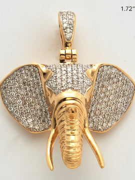 14KY 1.85CTW DIAMOND ELEPHANT HEAD PENDANT