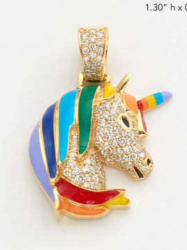 10KY 1.00CTW DIAMOND UNICORN PENDANT