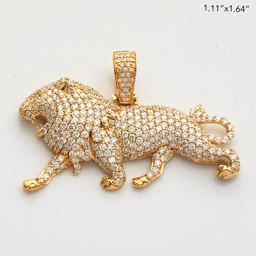 10KY 3.35CTW DIAMOND WALKING LION 3-D PENDANT