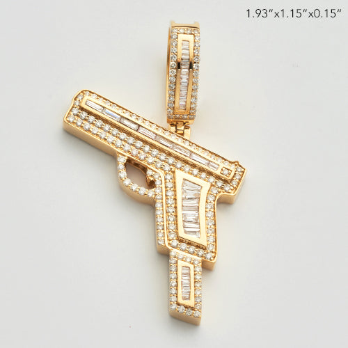 10KY 1.75CTW BAGUETTE DIAMOND GUN PENDANT