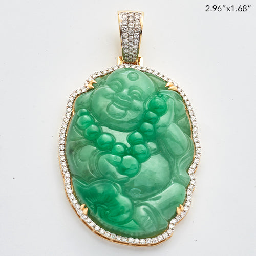 10KY 2.25CTW DIAMOND JADE BUDDHA PENDANT