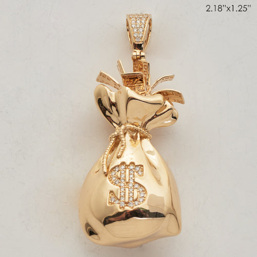 14KY 0.35CTW DIAMOND MONEY BAG PENDANT