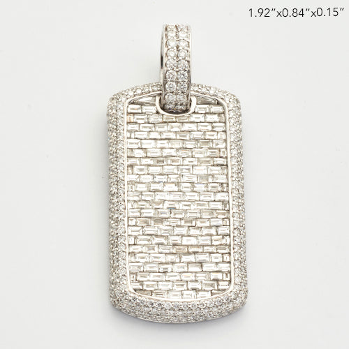 14KY 7.50CTW BAGUETTE DIAMOND DOG TAG PENDANT