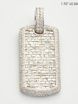 14KY 7.50CTW BAGUETTE DIAMOND DOG TAG PENDANT