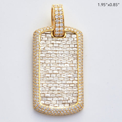 14KY 7.00CTW BAGUETTE DIAMOND DOG TAG PENDANT