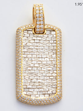 14KY 7.00CTW BAGUETTE DIAMOND DOG TAG PENDANT