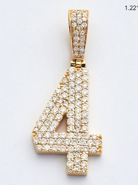 10KY 0.75CTW DIAMOND 3-ROW FLAT NUMBER PENDANT