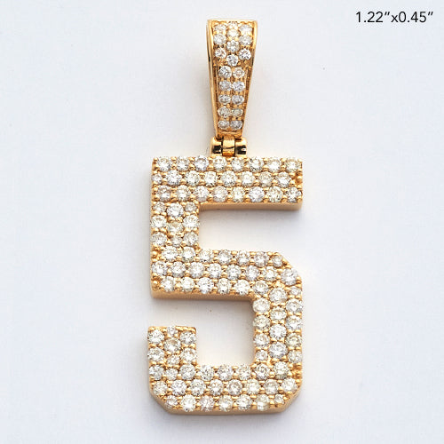 10KY 0.90CTW DIAMOND 3-ROW FLAT NUMBER PENDANT