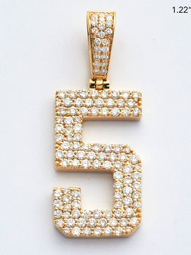 10KY 0.90CTW DIAMOND 3-ROW FLAT NUMBER PENDANT