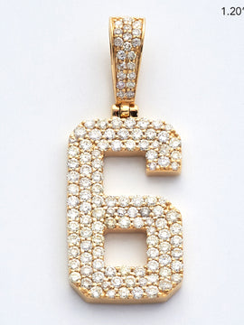 10KY 1.00CTW DIAMOND 3-ROW FLAT NUMBER PENDANT